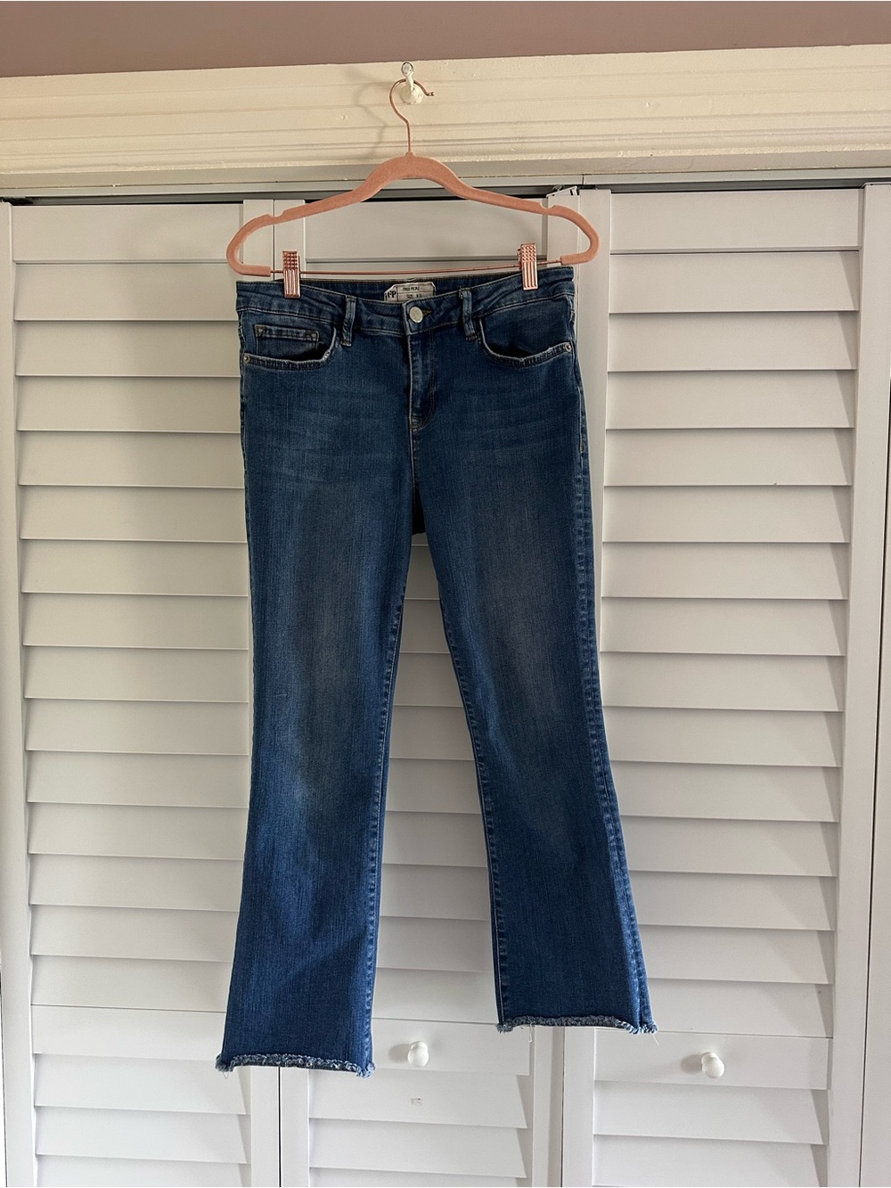 Free People Dark Wash Women's Bootcut Jeans with Raw Hem